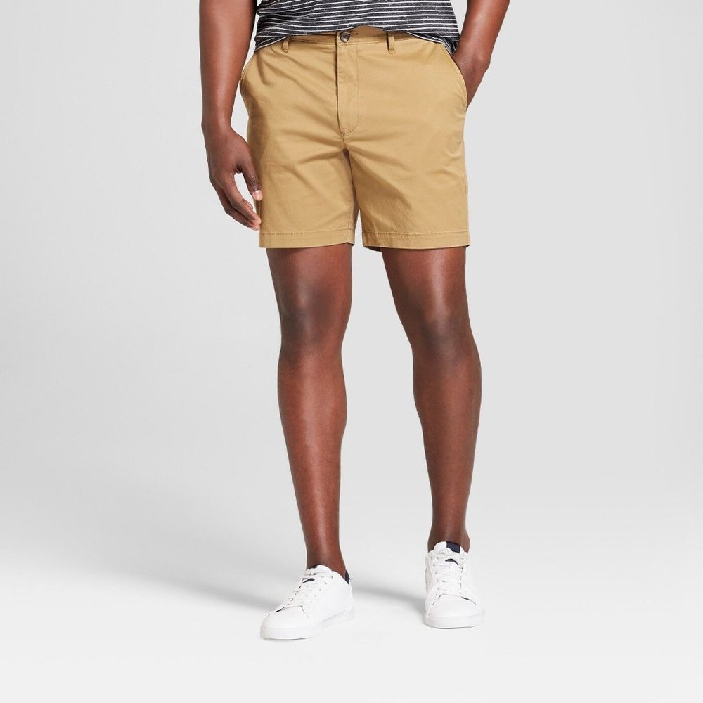 Goodfellow Men's Khaki Linden Chino 7in Inseam Flat Front Shorts